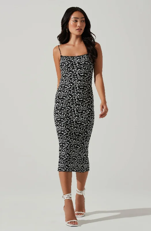 Plus Size Women Dress with a Flattering A - Line Cut for Comfort and StyleCatira Floral Knit Bodycon Midi Dress Plus Size Women Dress with a Flattering A - Line Cut for Comfort and StyleCatira Floral Knit Bodycon Midi Dress