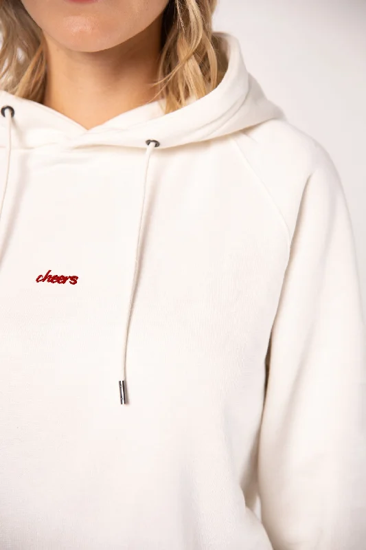 Women's cropped sweatshirt with a lace - trimmed hem for a romantic lookCheers Collection | Bestickter Bio-Baumwoll Frauen Hoodie Women's cropped sweatshirt with a lace - trimmed hem for a romantic lookCheers Collection | Bestickter Bio-Baumwoll Frauen Hoodie