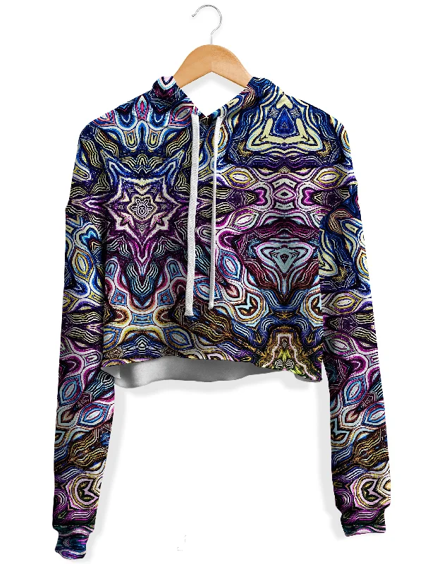 Women's cropped sweatshirt with a lace - trimmed hem for a romantic lookCrown Chakra Fleece Crop Hoodie Women's cropped sweatshirt with a lace - trimmed hem for a romantic lookCrown Chakra Fleece Crop Hoodie