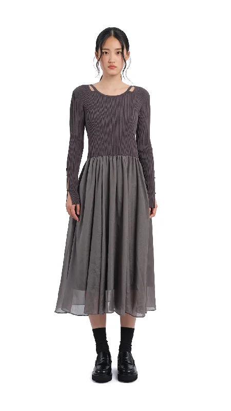 Long - Sleeve Women Dress in Velvet for a Luxurious Winter LookCut-Out 2 In 1 Knit Dress Long - Sleeve Women Dress in Velvet for a Luxurious Winter LookCut-Out 2 In 1 Knit Dress