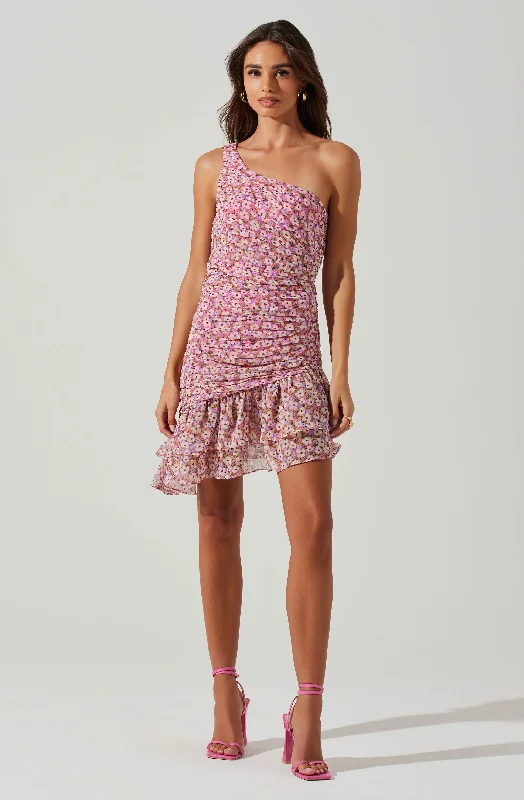Printed Abstract Women Dress for a Modern and Artistic AppealDarline One Shoulder Mini Dress Printed Abstract Women Dress for a Modern and Artistic AppealDarline One Shoulder Mini Dress