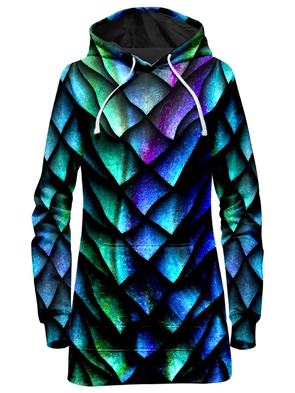 Women's sherpa - lined hoodie for extreme cold weather outdoor activitiesDosed Dragon Scale Hoodie Dress Women's sherpa - lined hoodie for extreme cold weather outdoor activitiesDosed Dragon Scale Hoodie Dress
