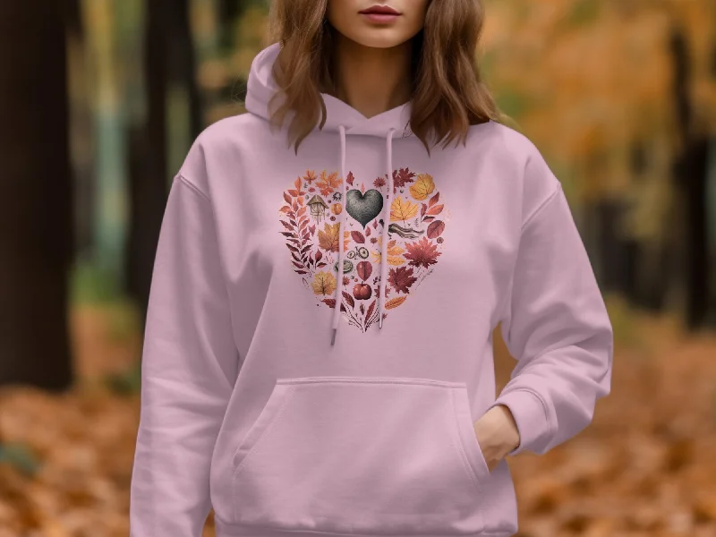 Women's long - sleeve cropped sweatshirt with ribbed cuffs for a snug fitFall Leaf Heart Organic Cotton Hoodie Women's long - sleeve cropped sweatshirt with ribbed cuffs for a snug fitFall Leaf Heart Organic Cotton Hoodie