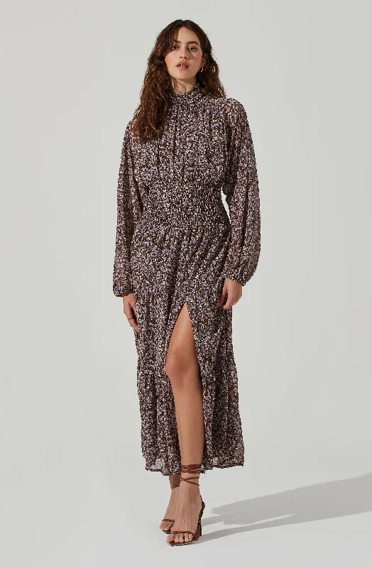 Sheath Women Dress with a Tailored Fit for a Professional LookFloral Mock Neck Smocked Waist Maxi Dress Sheath Women Dress with a Tailored Fit for a Professional LookFloral Mock Neck Smocked Waist Maxi Dress