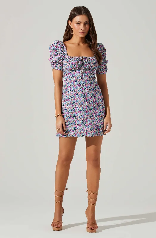 Ball Gown Women Dress with a Full Skirt for a Princess - like LookFloral Square Neck Puff Sleeve Mini Dress Ball Gown Women Dress with a Full Skirt for a Princess - like LookFloral Square Neck Puff Sleeve Mini Dress