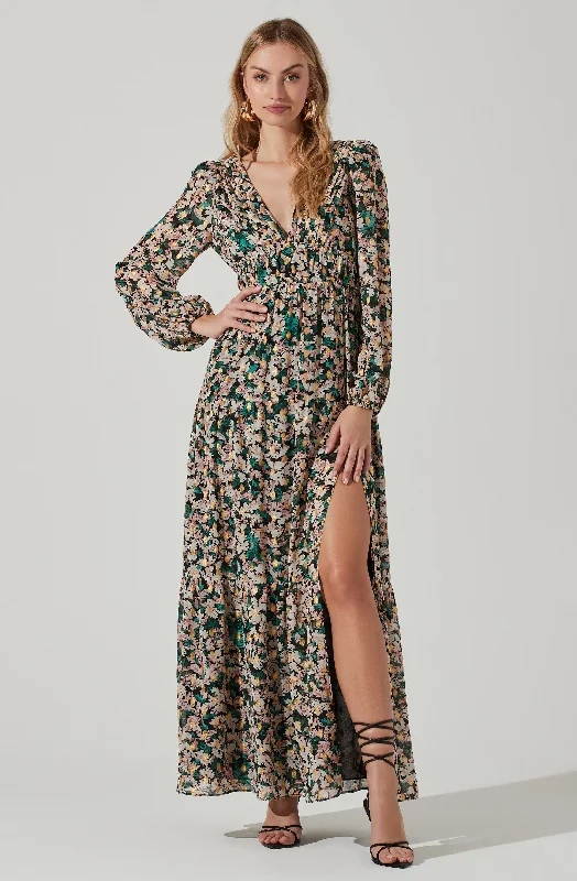 Long - Sleeve Women Dress in Velvet for a Luxurious Winter LookFrancesca Floral Open Back Maxi Dress Long - Sleeve Women Dress in Velvet for a Luxurious Winter LookFrancesca Floral Open Back Maxi Dress