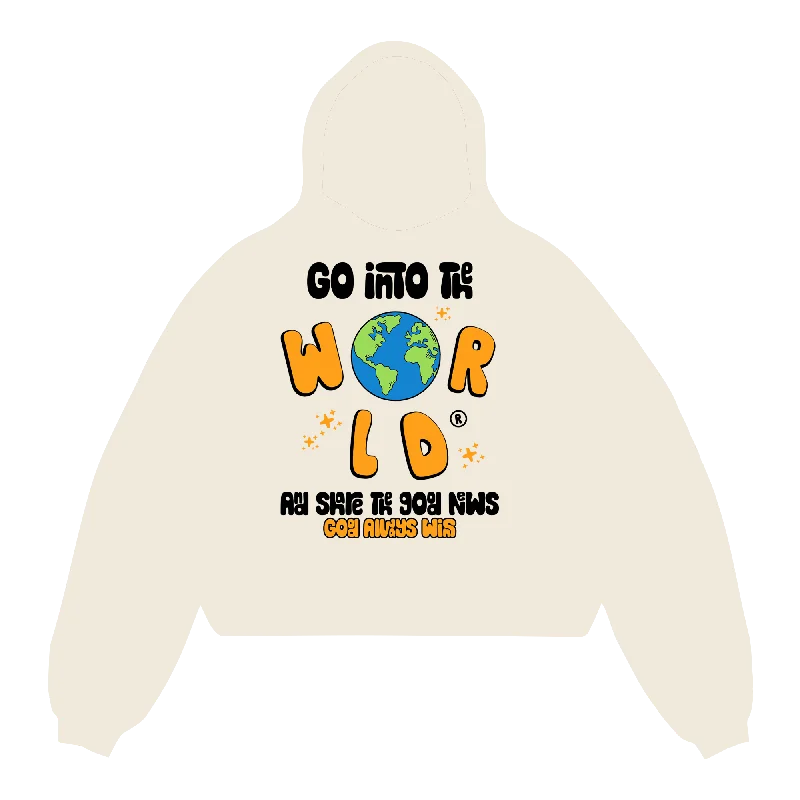 Women's color - block hoodie combining bold hues for a fashion - forward statementThe Good News Hoodie - Ivory