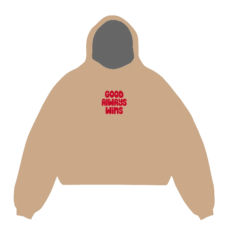 Women's mock - neck sweatshirt made of moisture - wicking material for fitness useGood Always Wins Hoodie - Sand