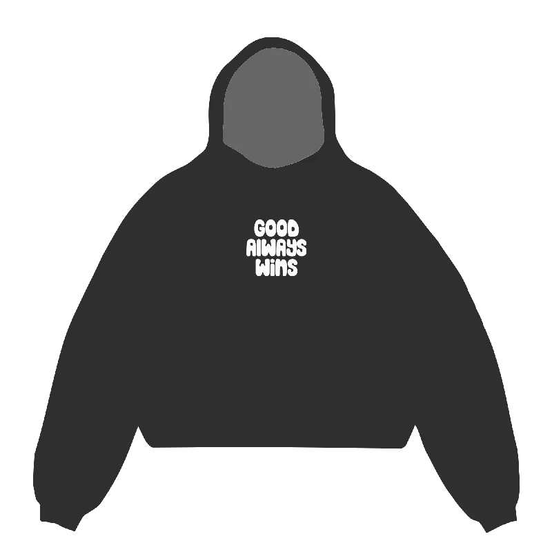 Women's graphic - printed sweatshirt featuring floral patterns for a feminine touchGood Always Wins Hoodie - Black Women's graphic - printed sweatshirt featuring floral patterns for a feminine touchGood Always Wins Hoodie - Black