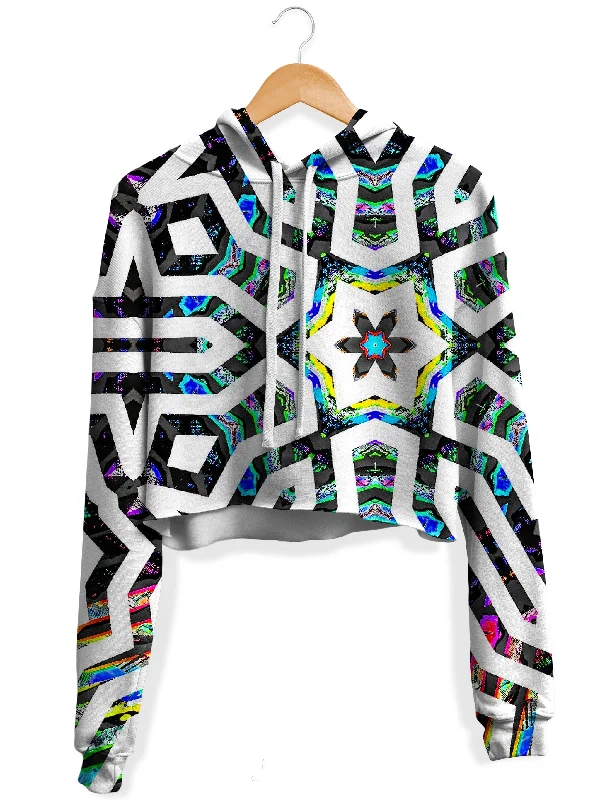 Women's tie - dye hoodie in bright colors for a retro and eye - catching styleIridized II Fleece Crop Hoodie Women's tie - dye hoodie in bright colors for a retro and eye - catching styleIridized II Fleece Crop Hoodie