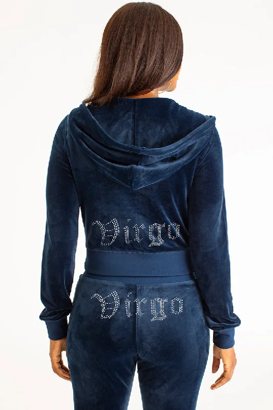 Women's graphic - printed sweatshirt featuring floral patterns for a feminine touchVirgo Big Bling Velour Hoodie Women's graphic - printed sweatshirt featuring floral patterns for a feminine touchVirgo Big Bling Velour Hoodie