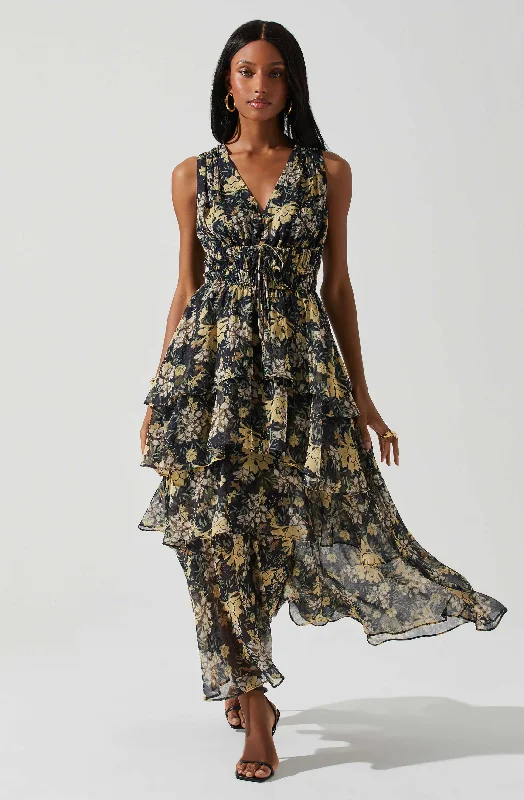 Halter Neck Women Dress to Show Off the Shoulders and NecklineKali Sleeveless Smocked Waist Floral Maxi Dress Halter Neck Women Dress to Show Off the Shoulders and NecklineKali Sleeveless Smocked Waist Floral Maxi Dress