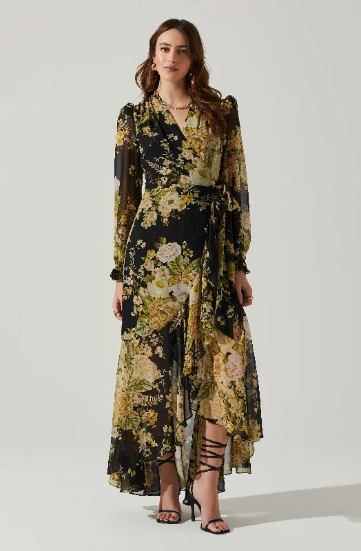 Backless Women Dress for a Sexy and Alluring Look at Evening EventsKamila Long Sleeve Floral Wrap Maxi Dress Backless Women Dress for a Sexy and Alluring Look at Evening EventsKamila Long Sleeve Floral Wrap Maxi Dress