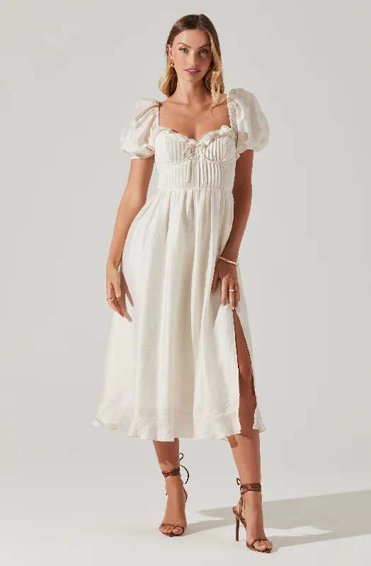 Wrap - Style Women Dress with Adjustable Fit for All Body TypesLunaria Pleated Bustier Midi Dress Wrap - Style Women Dress with Adjustable Fit for All Body TypesLunaria Pleated Bustier Midi Dress