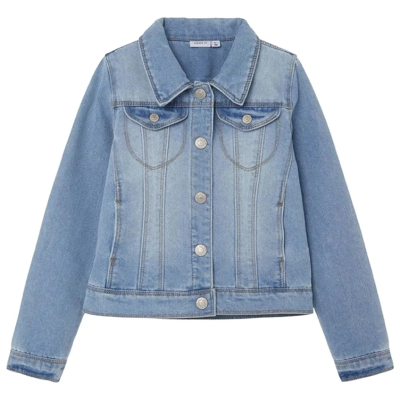 Women's bomber jackets with a holographic finish for a futuristic and eye - catching lookName it Light Blue Denim Star Denim Jacket Noos Women's bomber jackets with a holographic finish for a futuristic and eye - catching lookName it Light Blue Denim Star Denim Jacket Noos