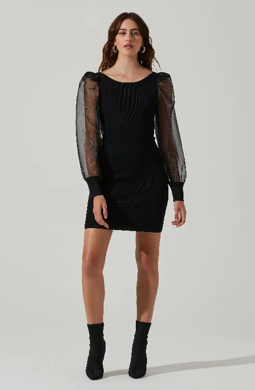 Ruffled Women Dress with Multiple Layers for a Playful and Girly StyleOrganza Long Sleeve Mini Dress Ruffled Women Dress with Multiple Layers for a Playful and Girly StyleOrganza Long Sleeve Mini Dress