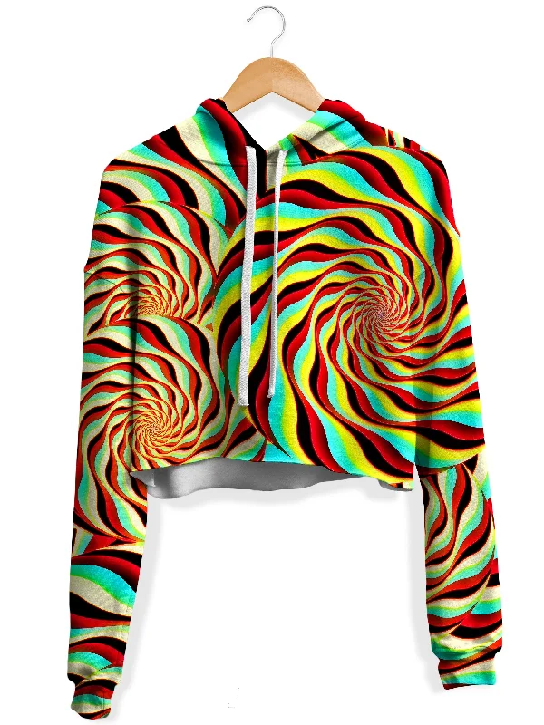 Women's tie - dye hoodie in bright colors for a retro and eye - catching stylePineal Swirl Fleece Crop Hoodie Women's tie - dye hoodie in bright colors for a retro and eye - catching stylePineal Swirl Fleece Crop Hoodie