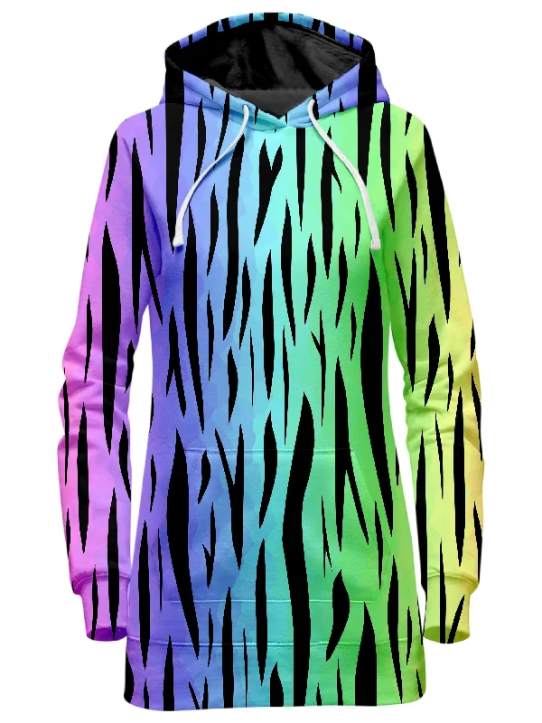Women's color - block hoodie combining bold hues for a fashion - forward statementRainbow Tiger Stripes Hoodie Dress Women's color - block hoodie combining bold hues for a fashion - forward statementRainbow Tiger Stripes Hoodie Dress