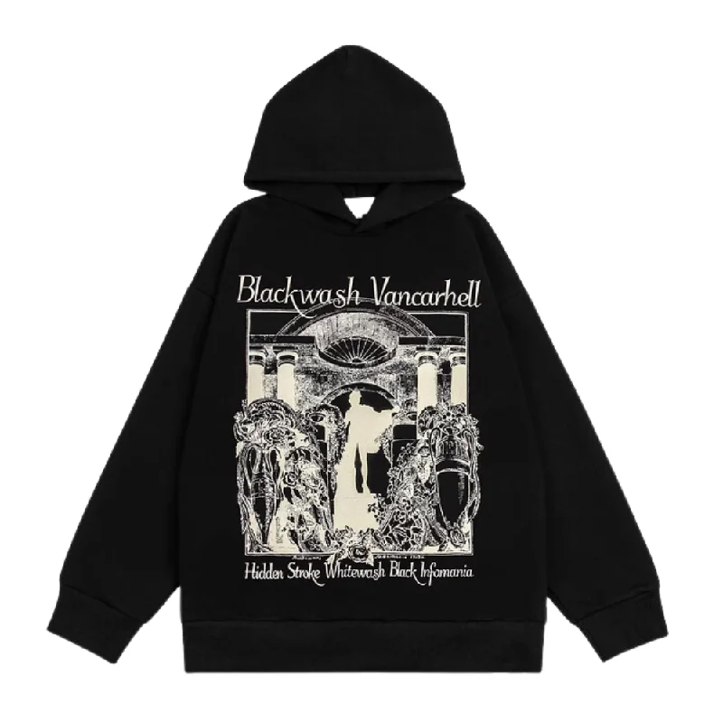 Women's hoodie with a detachable hood for customizable stylingRetro European Architecture Print Hoodie Women's hoodie with a detachable hood for customizable stylingRetro European Architecture Print Hoodie