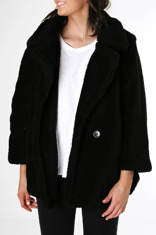 Women's faux fur - trimmed denim jackets for a trendy and cozy styleRiley Jacket Black Women's faux fur - trimmed denim jackets for a trendy and cozy styleRiley Jacket Black