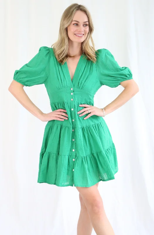 Mermaid - Style Women Dress with a Fitted Silhouette for Special OccasionsSalty Bright Alice Tiered Dress Green Mermaid - Style Women Dress with a Fitted Silhouette for Special OccasionsSalty Bright Alice Tiered Dress Green