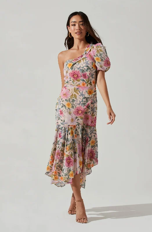 Ruffled Women Dress with Multiple Layers for a Playful and Girly StyleSantorini One Shoulder Midi Dress Ruffled Women Dress with Multiple Layers for a Playful and Girly StyleSantorini One Shoulder Midi Dress