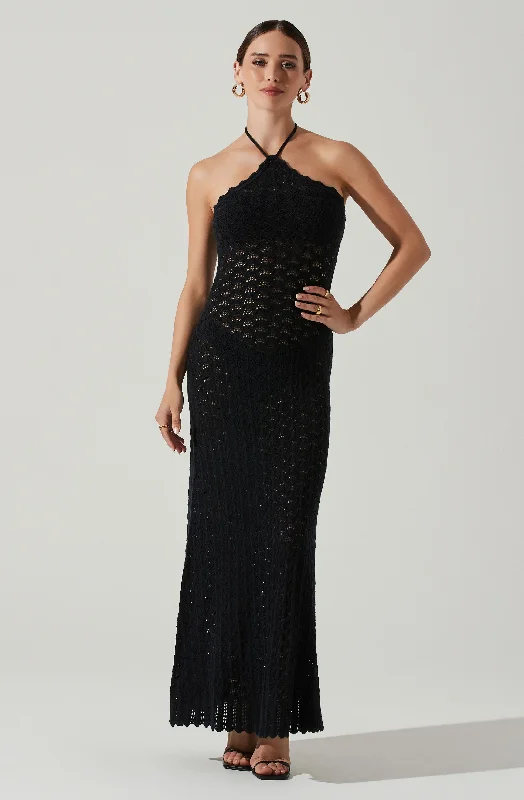 Mermaid - Style Women Dress with a Fitted Silhouette for Special OccasionsShira Knit Halter Maxi Dress Mermaid - Style Women Dress with a Fitted Silhouette for Special OccasionsShira Knit Halter Maxi Dress