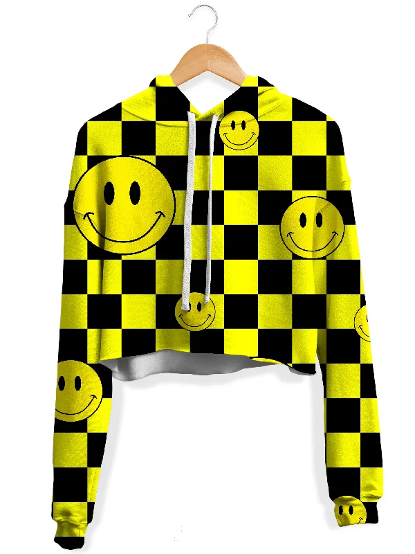 Women's hoodie with a glittery print for a glamorous and sparkly appearanceSmile Checkerboard Fleece Crop Hoodie Women's hoodie with a glittery print for a glamorous and sparkly appearanceSmile Checkerboard Fleece Crop Hoodie