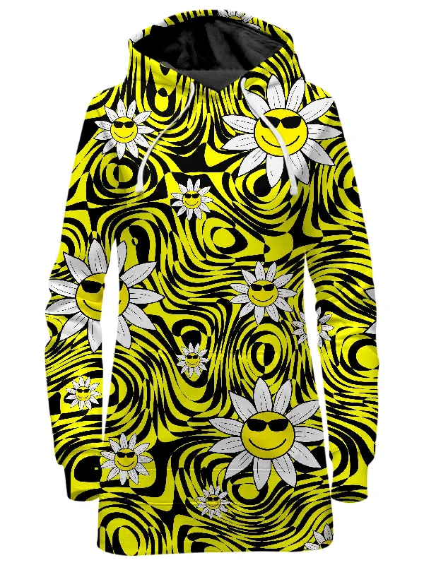 Women's hoodie with a kangaroo pocket and a pom - pom drawstring for added charmSmiling Daisies Hoodie Dress Women's hoodie with a kangaroo pocket and a pom - pom drawstring for added charmSmiling Daisies Hoodie Dress