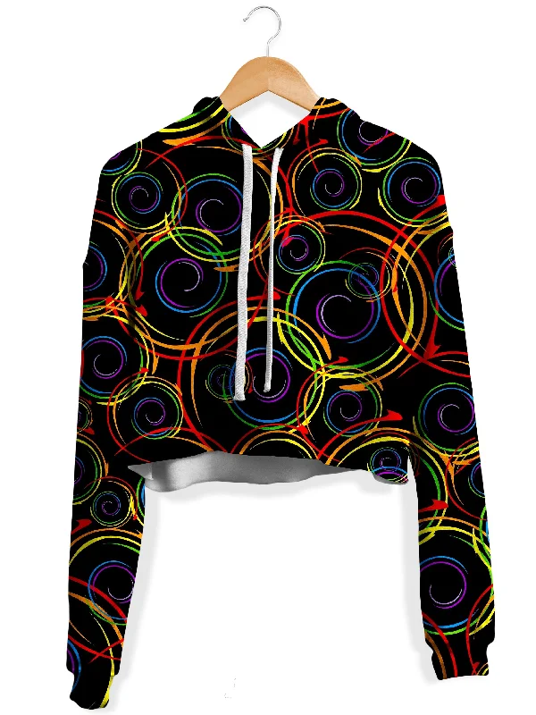 Women's zip - front sweatshirt with contrast stitching for a sporty aestheticSwirl Abstract Fleece Crop Hoodie Women's zip - front sweatshirt with contrast stitching for a sporty aestheticSwirl Abstract Fleece Crop Hoodie