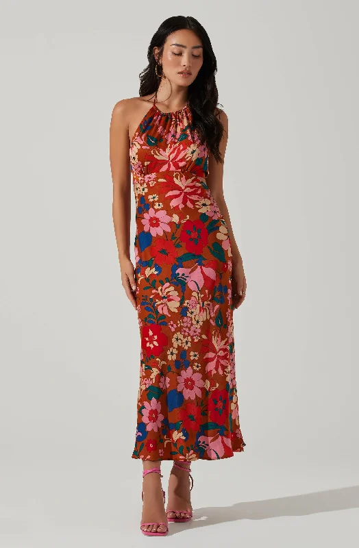 Mermaid - Style Women Dress with a Fitted Silhouette for Special OccasionsTalitha Floral Halter Maxi Dress Mermaid - Style Women Dress with a Fitted Silhouette for Special OccasionsTalitha Floral Halter Maxi Dress