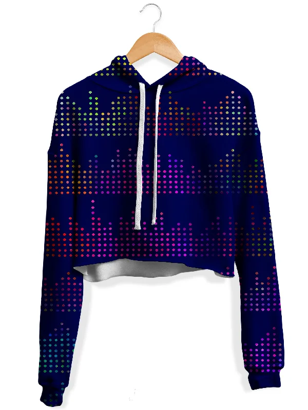 Women's zip - up sweatshirt in pastel blue for a soft and stylish outfitTechno Equalizer Bars Fleece Crop Hoodie Women's zip - up sweatshirt in pastel blue for a soft and stylish outfitTechno Equalizer Bars Fleece Crop Hoodie