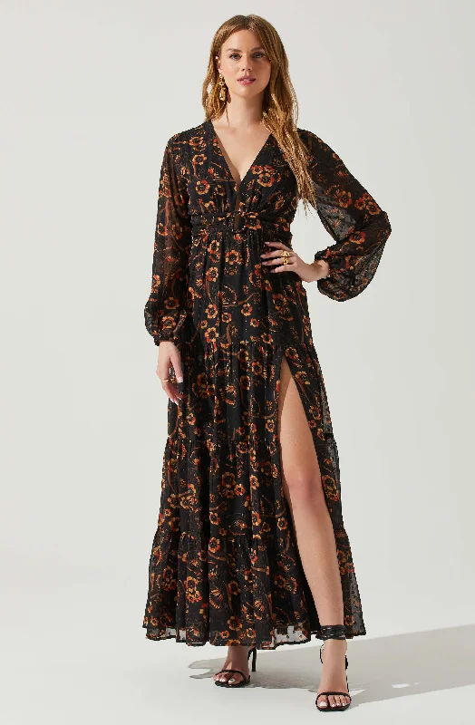 Shift Women Dress with a Simple and Classic Design for Everyday WearTrinity Long Sleeve Backless Floral Dress