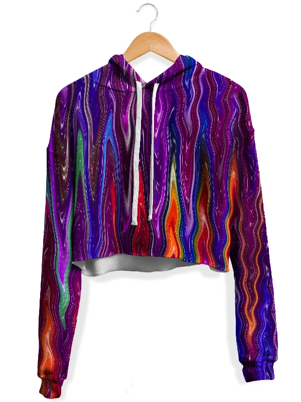 Women's hoodie with a detachable hood for customizable stylingTrippy Vibes Fleece Crop Hoodie Women's hoodie with a detachable hood for customizable stylingTrippy Vibes Fleece Crop Hoodie