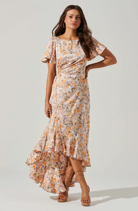 Wrap - Style Women Dress with Adjustable Fit for All Body TypesVeida Floral Cutout Midi Dress