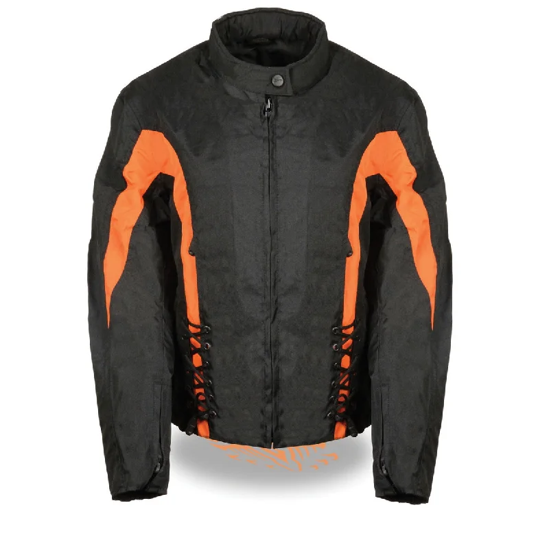 Women's pea coats in a plus - size fit for a flattering and warm winter coatNexgen SH2188 Women's Black and Orange Textile Motorcycle Riding Jacket with Side Stretch and Lacing Women's pea coats in a plus - size fit for a flattering and warm winter coatNexgen SH2188 Women's Black and Orange Textile Motorcycle Riding Jacket with Side Stretch and Lacing