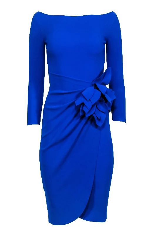 Sleeveless Women Dress in Bright Colors for Summer Parties Sleeveless Women Dress in Bright Colors for Summer Parties Chiara Boni - Cobalt Blue Crop Sleeve Flower Waist Detail Dress Sz 2