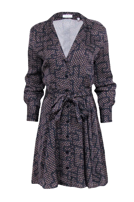 Wrap - Style Women Dress with Adjustable Fit for All Body Types Wrap - Style Women Dress with Adjustable Fit for All Body Types Equipment - Navy Shirt Dress w/ Gold Print & Tie Waist Sz 6 Wrap - Style Women Dress with Adjustable Fit for All Body Types Wrap - Style Women Dress with Adjustable Fit for All Body Types Equipment - Navy Shirt Dress w/ Gold Print & Tie Waist Sz 6