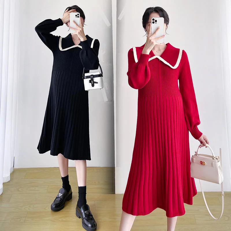 Long - Sleeve Women Dress in Velvet for a Luxurious Winter Look Long - Sleeve Women Dress in Velvet for a Luxurious Winter Look NiDELL Maternity Clothes . Autumn and Winter Doll Collar Big Pit Small Strip Design Sense Dress Sweater Long - Sleeve Women Dress in Velvet for a Luxurious Winter Look Long - Sleeve Women Dress in Velvet for a Luxurious Winter Look NiDELL Maternity Clothes . Autumn and Winter Doll Collar Big Pit Small Strip Design Sense Dress Sweater