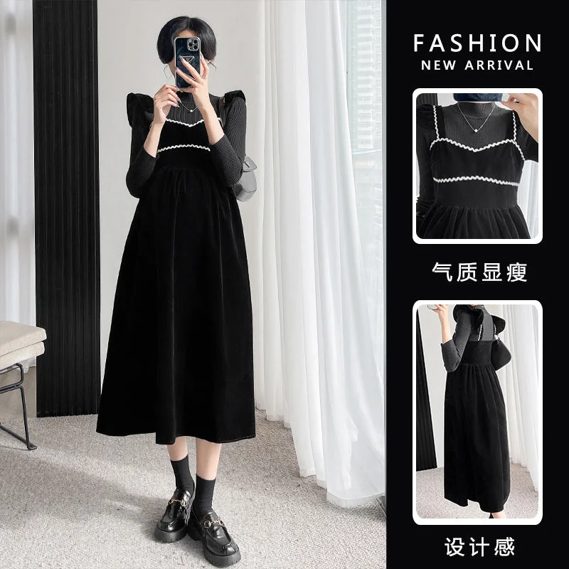 Halter Neck Women Dress to Show Off the Shoulders and Neckline Halter Neck Women Dress to Show Off the Shoulders and Neckline NiDELL Maternity Dress . Autumn New Pregnant Women Sweet Elegant Suspender Skirt + Bottoming Shirt Black Camisole Suit Halter Neck Women Dress to Show Off the Shoulders and Neckline Halter Neck Women Dress to Show Off the Shoulders and Neckline NiDELL Maternity Dress . Autumn New Pregnant Women Sweet Elegant Suspender Skirt + Bottoming Shirt Black Camisole Suit