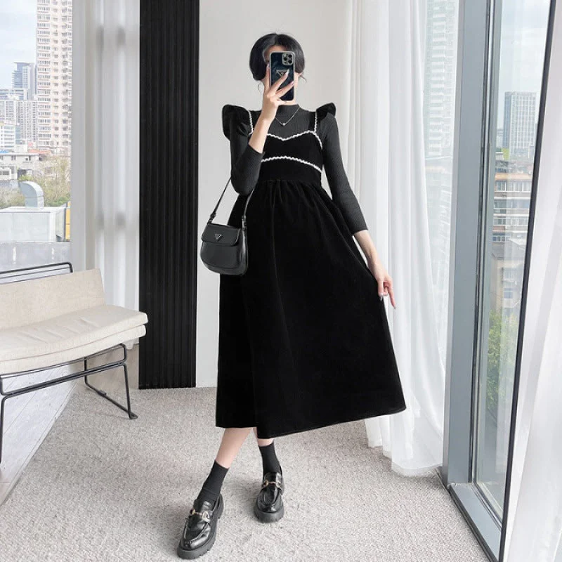 Black Bottoming Shirt Black Slip Dress
