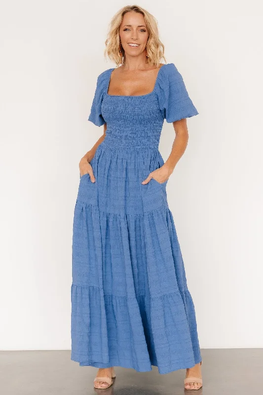 Maxi dresses with cold - shoulder cutouts for a trendy lookAmaya Smocked Dress | Blue Maxi dresses with cold - shoulder cutouts for a trendy lookAmaya Smocked Dress | Blue
