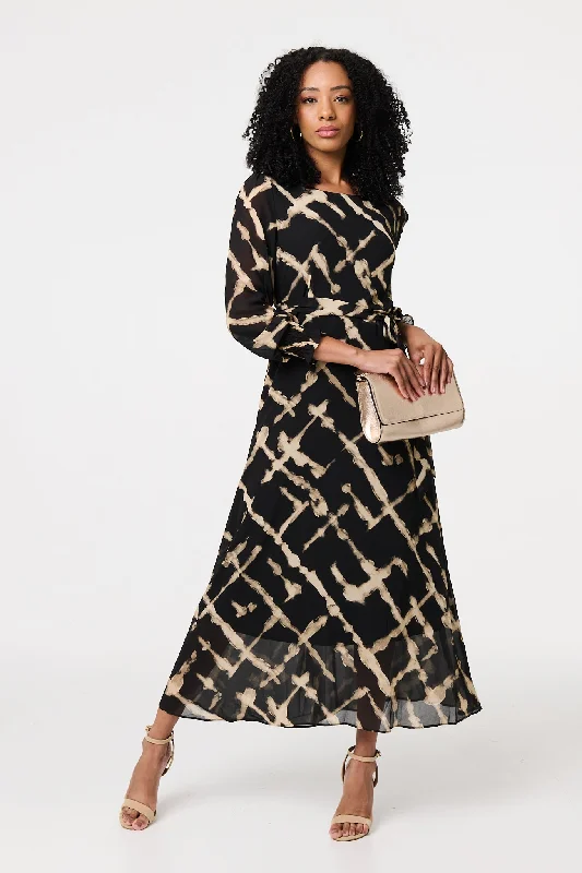 Maxi dresses with an empire waist for a flattering fit on all body typesPrinted Long Sleeve Tie Waist Maxi Dress Maxi dresses with an empire waist for a flattering fit on all body typesPrinted Long Sleeve Tie Waist Maxi Dress
