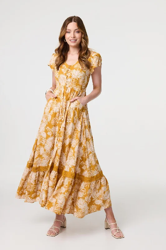 Maxi dresses with an empire waist for a flattering fit on all body typesLeaf Print Cap Sleeve Maxi Dress Maxi dresses with an empire waist for a flattering fit on all body typesLeaf Print Cap Sleeve Maxi Dress