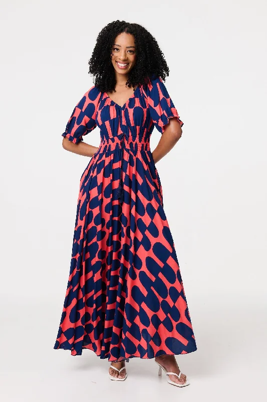 Maxi dresses with a ruffled neckline for a charming lookPrinted V-Neck Short Puff Sleeve Maxi Dress Maxi dresses with a ruffled neckline for a charming lookPrinted V-Neck Short Puff Sleeve Maxi Dress