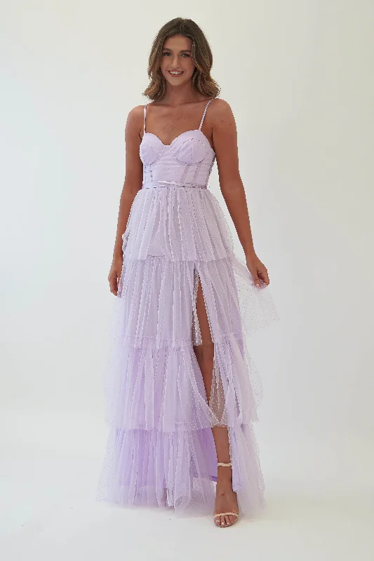 Maxi dresses with an asymmetric hem for a fashion - forward and eye - catching designGeeniva Tulle Maxi Dress | Lavendar