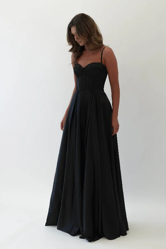 Cotton maxi dresses for a comfortable and everyday - wear optionGeorgia Soft Satin Maxi Gown | Black Cotton maxi dresses for a comfortable and everyday - wear optionGeorgia Soft Satin Maxi Gown | Black