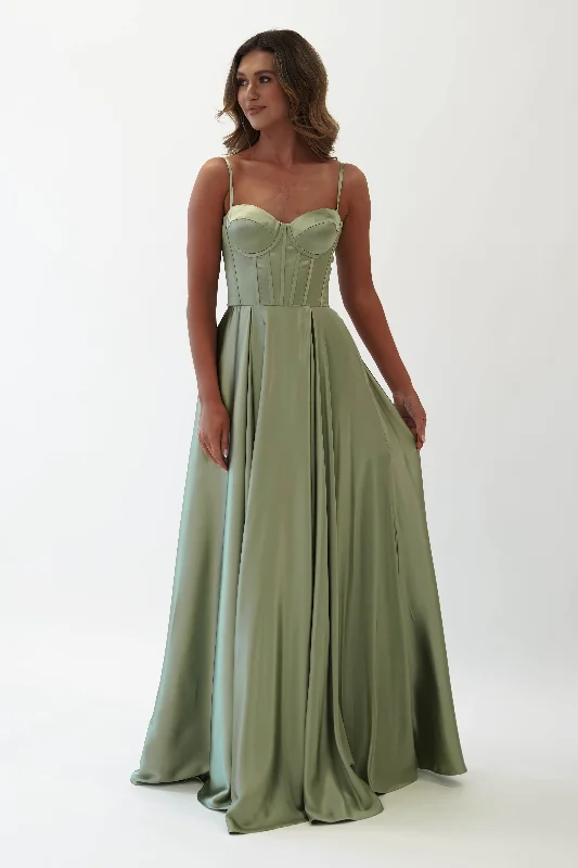 Maxi dresses with pocket details for added functionalityGeorgia Soft Satin Maxi Gown | Sage Maxi dresses with pocket details for added functionalityGeorgia Soft Satin Maxi Gown | Sage