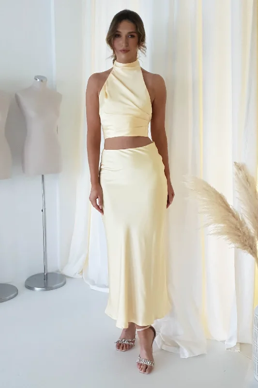 Maxi dresses with cut - out details on the sides for a modern edgeImogen Satin Maxi Skirt | Yellow Maxi dresses with cut - out details on the sides for a modern edgeImogen Satin Maxi Skirt | Yellow
