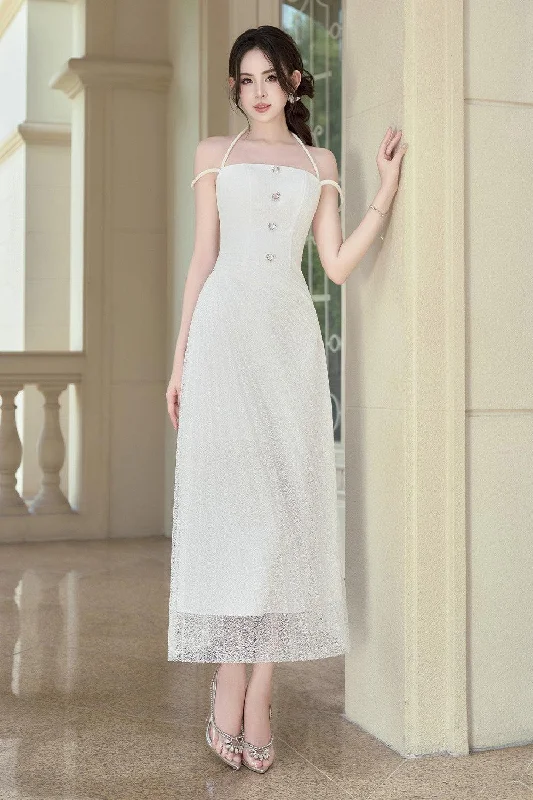 Maxi dresses with a keyhole back for a sexy detailLuna A-line Pleated Mesh Lace Ankle Length Dress Maxi dresses with a keyhole back for a sexy detailLuna A-line Pleated Mesh Lace Ankle Length Dress
